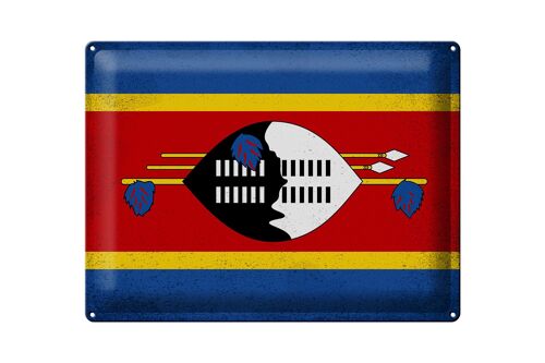 Blechschild Flagge Swasiland 40x30cm Flag Eswatini Vintage