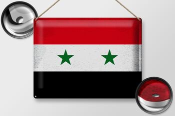 Drapeau en étain de la Syrie, 40x30cm, drapeau de la Syrie, Vintage 2
