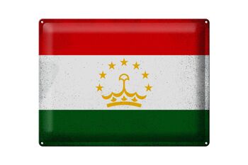 Signe en étain drapeau Tadjikistan 40x30cm Tadjikistan Vintage 1