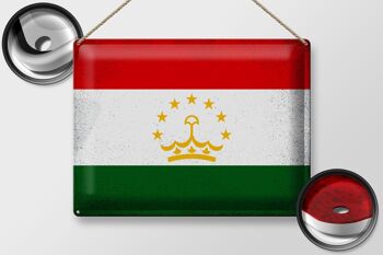 Signe en étain drapeau Tadjikistan 40x30cm Tadjikistan Vintage 2