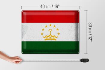 Signe en étain drapeau Tadjikistan 40x30cm Tadjikistan Vintage 4