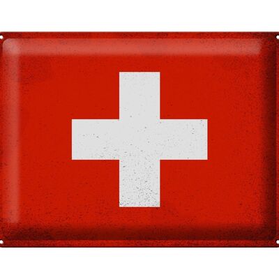 Cartel de chapa Bandera de Suiza 40x30cm Bandera de Suiza Vintage