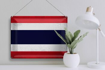 Signe en étain drapeau thaïlande 40x30cm drapeau thaïlande Vintage 3