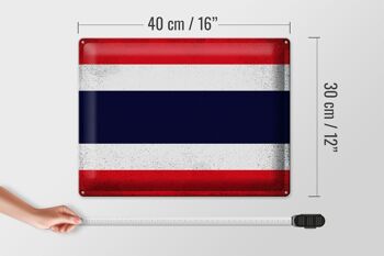 Signe en étain drapeau thaïlande 40x30cm drapeau thaïlande Vintage 4