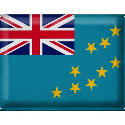 Drapeau en étain Tuvalu 40x30cm, drapeau de Tuvalu Vintage