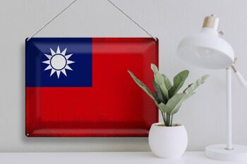 Drapeau en étain de la chine, 40x30cm, drapeau de Taiwan, Vintage 3