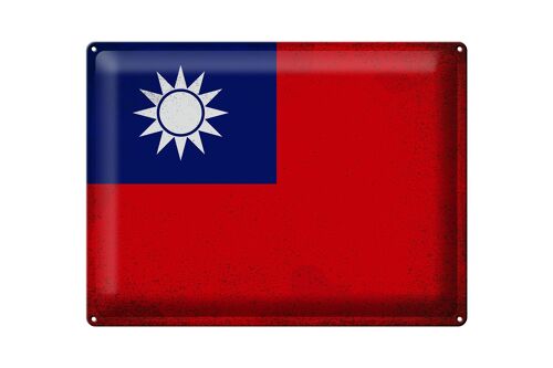 Blechschild Flagge China 40x30cm Flag of Taiwan Vintage