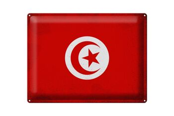 Signe en étain drapeau tunisie 40x30cm drapeau de tunisie vintage 1