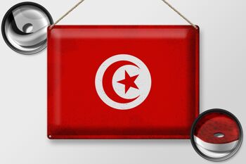 Signe en étain drapeau tunisie 40x30cm drapeau de tunisie vintage 2