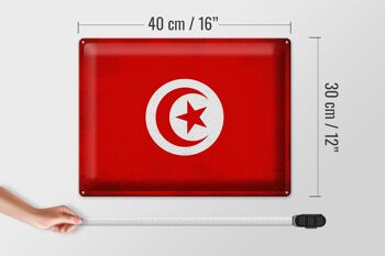 Signe en étain drapeau tunisie 40x30cm drapeau de tunisie vintage 4