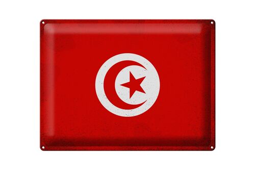 Blechschild Flagge Tunesien 40x30cm Flag of Tunisia Vintage