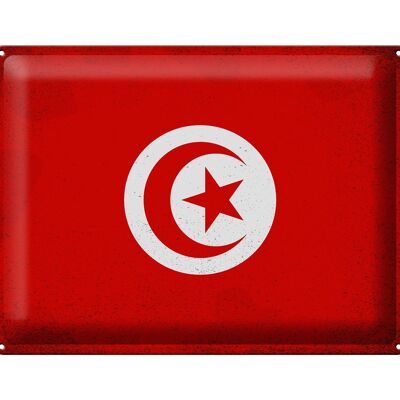 Targa in metallo Bandiera Tunisia 40x30 cm Bandiera della Tunisia Vintage
