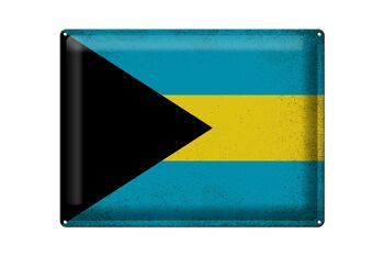 Drapeau en étain des Bahamas, 40x30cm, drapeau des Bahamas, Vintage 1