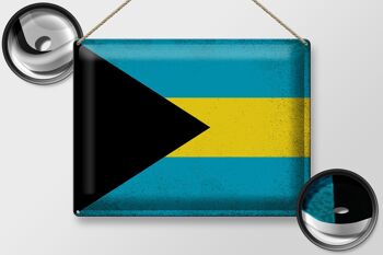 Drapeau en étain des Bahamas, 40x30cm, drapeau des Bahamas, Vintage 2