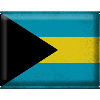 Blechschild Flagge Bahamas 40x30cm Flag of Bahamas Vintage