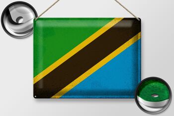 Signe en étain drapeau tanzanie 40x30cm drapeau tanzanie Vintage 2