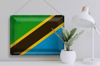 Signe en étain drapeau tanzanie 40x30cm drapeau tanzanie Vintage 3