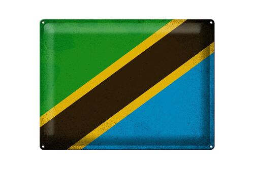 Blechschild Flagge Tansania 40x30cm Flag Tanzania Vintage