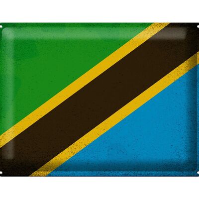 Cartel de chapa Bandera de Tanzania 40x30cm Bandera de Tanzania Vintage