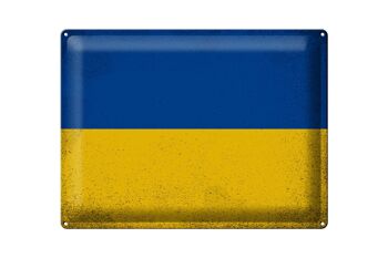 Signe en étain drapeau Ukraine 40x30cm drapeau de l'ukraine Vintage 1