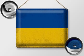Signe en étain drapeau Ukraine 40x30cm drapeau de l'ukraine Vintage 2