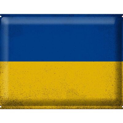 Signe en étain drapeau Ukraine 40x30cm drapeau de l'ukraine Vintage