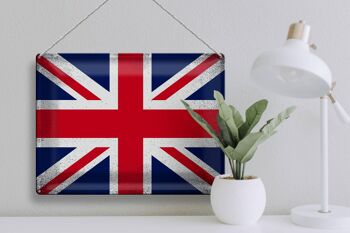 Signe en étain drapeau Union Jack 40x30cm royaume-uni Vintage 3