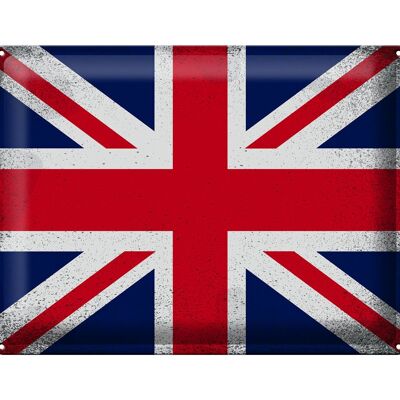 Targa in metallo Bandiera Union Jack 40x30 cm Regno Unito Vintage