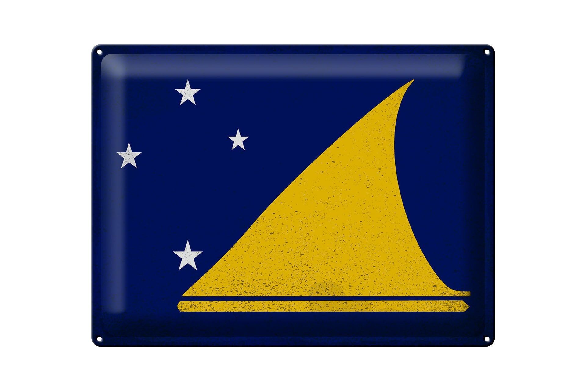 Cartel de chapa Bandera de Tokelau 40x30cm Bandera de Tokelau Vintage