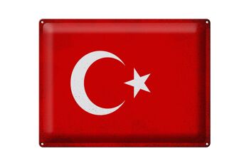 Panneau métallique drapeau Türkiye 40x30cm, drapeau de la turquie Vintage 1