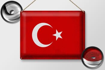 Panneau métallique drapeau Türkiye 40x30cm, drapeau de la turquie Vintage 2