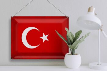 Panneau métallique drapeau Türkiye 40x30cm, drapeau de la turquie Vintage 3