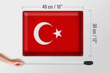 Panneau métallique drapeau Türkiye 40x30cm, drapeau de la turquie Vintage 4