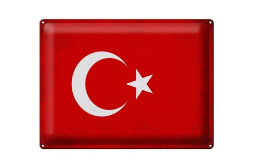 Blechschild Flagge Türkei 40x30cm Flag of Turkey Vintage