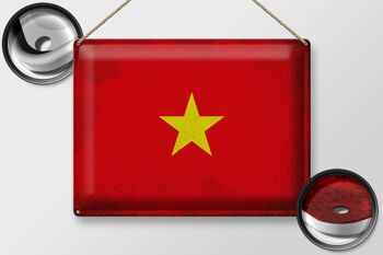 Signe en étain drapeau Vietnam 40x30cm drapeau du Vietnam Vintage 2