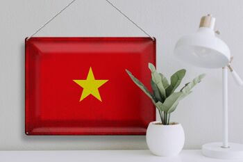 Signe en étain drapeau Vietnam 40x30cm drapeau du Vietnam Vintage 3