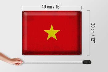 Signe en étain drapeau Vietnam 40x30cm drapeau du Vietnam Vintage 4