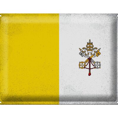 Cartel de chapa Bandera Ciudad del Vaticano 40x30cm Vaticano Vintage