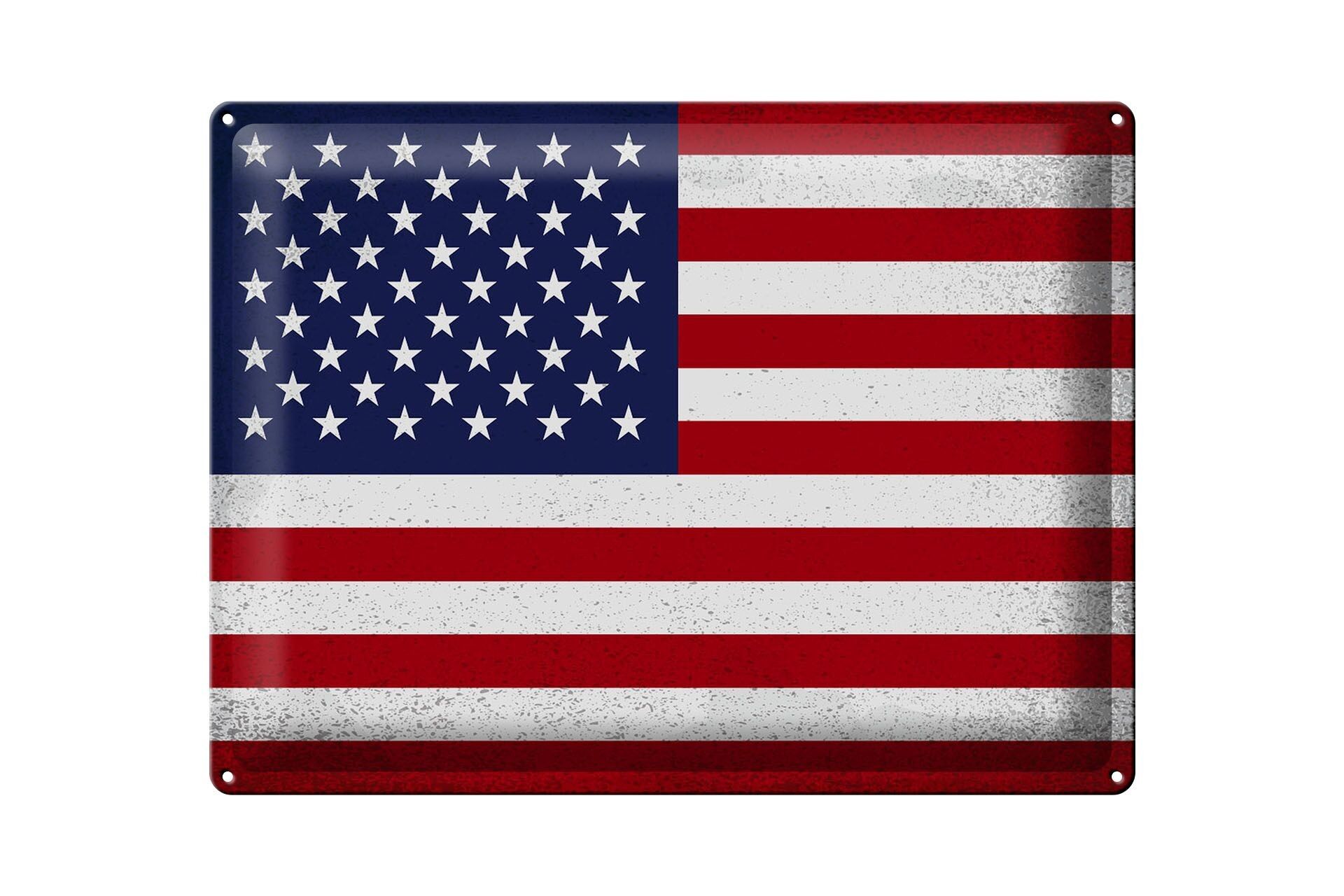 Targa in metallo Bandiera degli Stati Uniti 40x30 cm Bandiera vintage