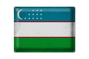 Signe en étain drapeau ouzbékistan, 40x30cm, Vintage, ouzbékistan 1