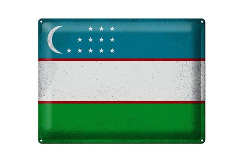 Blechschild Flagge Usbekistan 40x30cm Uzbekistan Vintage