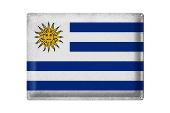 Signe en étain drapeau Uruguay 40x30cm drapeau de l'Uruguay Vintage 1