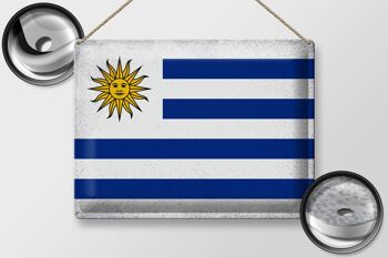 Signe en étain drapeau Uruguay 40x30cm drapeau de l'Uruguay Vintage 2