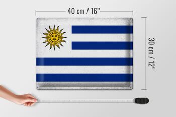 Signe en étain drapeau Uruguay 40x30cm drapeau de l'Uruguay Vintage 4