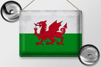 Signe en étain drapeau du pays de Galles 40x30cm, drapeau du pays de Galles Vintage 2