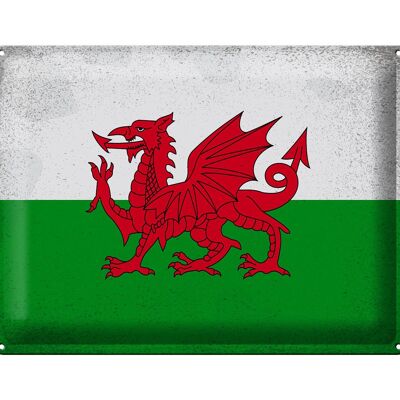 Targa in metallo Bandiera Galles 40x30 cm Bandiera del Galles vintage