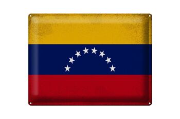 Signe en étain drapeau Venezuela 40x30cm drapeau Venezuela Vintage 1