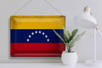 Signe en étain drapeau Venezuela 40x30cm drapeau Venezuela Vintage 3
