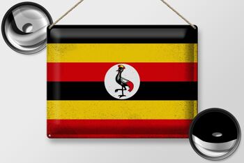 Signe en étain drapeau ougandais 40x30cm, drapeau de l'ouganda Vintage 2
