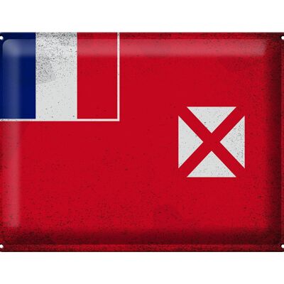 Cartel de chapa Bandera Wallis y Futuna 40x30cm Wallis Vintage